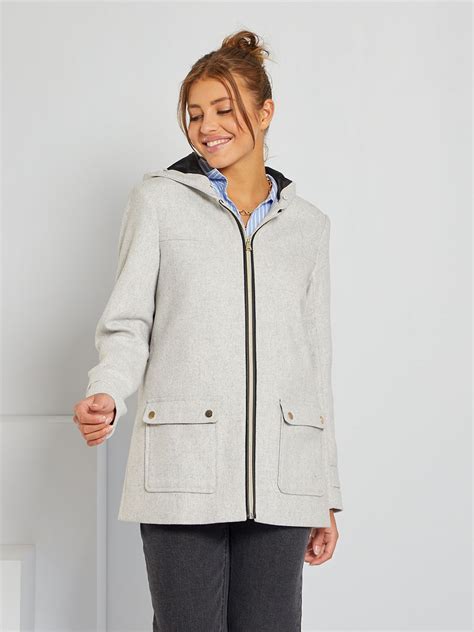 Manteau Capuche En Lainage Gris Chin Kiabi