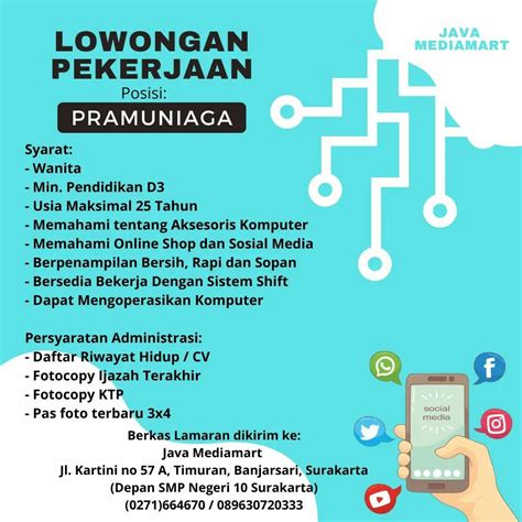 Lowongan Kerja April Pramuniaga Toko Java Mediamart Di Solo Info