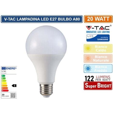 V Tac Vt Lampadina Led E W Bulb A Goccia Smd Chip Samsung