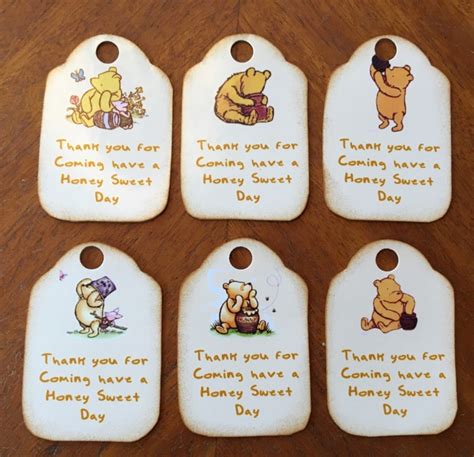 Classic Winnie The Pooh 12 Party Favor Tags And 12 Honey Dippers Baby