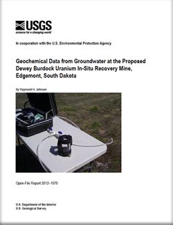 USGS Open File Report 2012 1070 Geochemical Data From Groundwater At