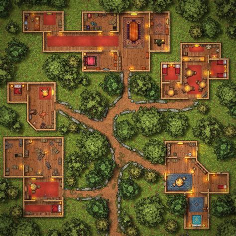 TTRPG Battlemap, Woodland Village, Digital - Etsy