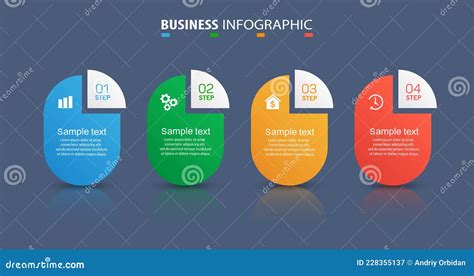 Business Infographic Design Template With 4 Options Or Steps Stock