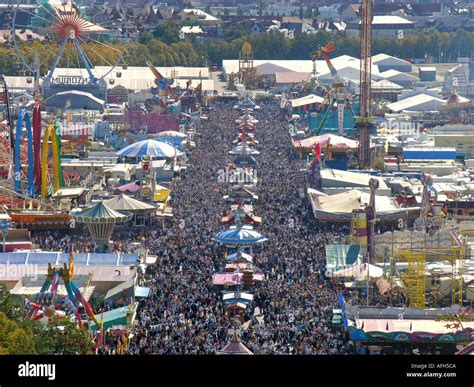 Europe Germany Beer Festival Oktoberfest Fun Fair Aerial View From St