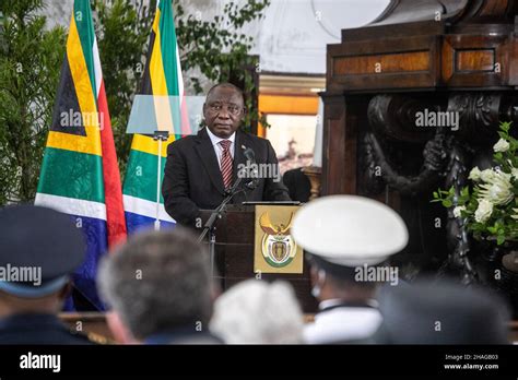 Cape Town 12th Dec 2021 South African President Cyril Ramaphosa Attends The State Memorial