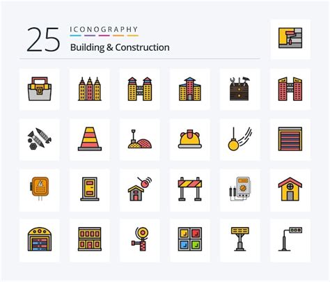 Free Vector Building And Construction 25 Line Filled Icon Pack