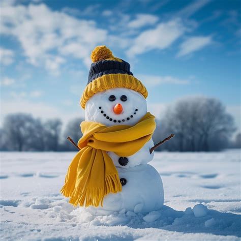 Um Boneco De Neve Um Len O Amarelo E Um Len Ol Amarelo Imagem