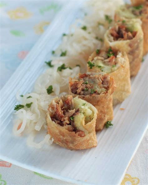 Beef Brisket Bbq And Mashed Potato Spring Rolls