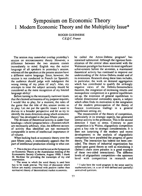 Pdf Modern Economic Theory And The Multiplicity Issue