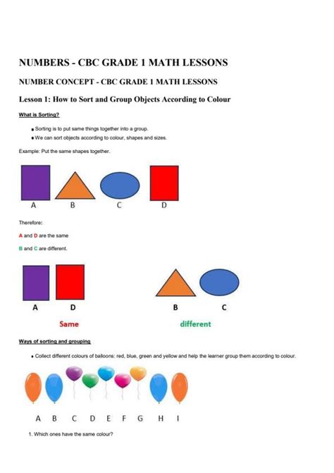 Grade 1 Rationalised Mathematics Notes Complete Term 1 2 And 3 16554