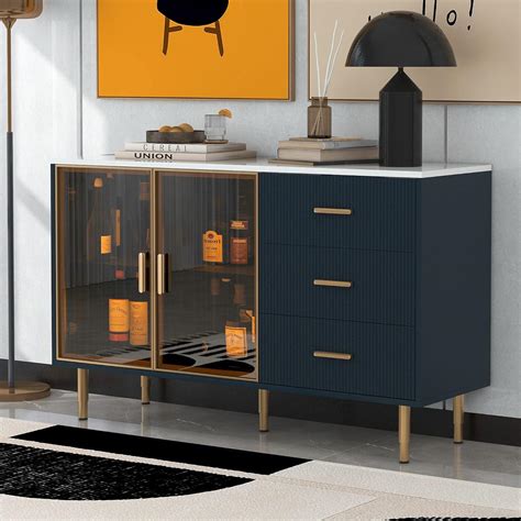 Amazon Lumisol Modern Sideboard Buffet Table With Tempered Glass