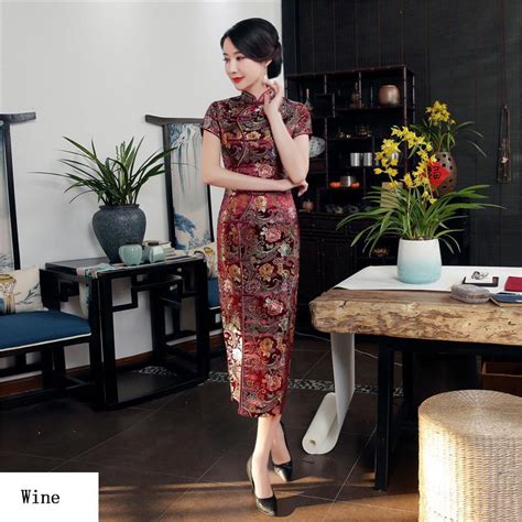 Vestido Longo Feminino Chinês Cheongsam Vintage Plus Tamanho Slim Qipao