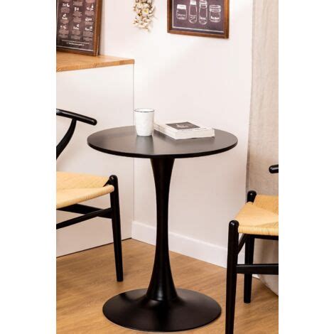 Sklum Table De Salle Manger Ronde En Mdf Et M Tal Style Tuhl Noir Cm