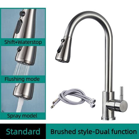 Aumiy Tapware Removable Hot Sink Kitchen Flexible Faucet With Pull Down Sprayer Mixer Black