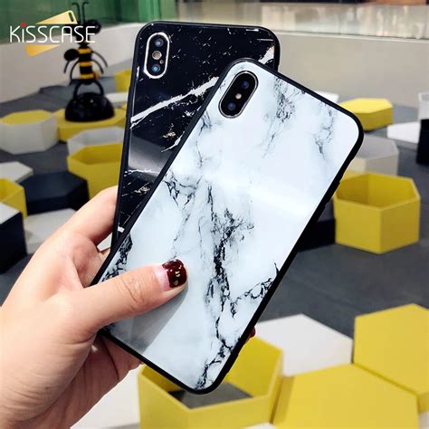 Kisscase Tempered Glass Case For Iphone X Xs Plus Marble Pattern