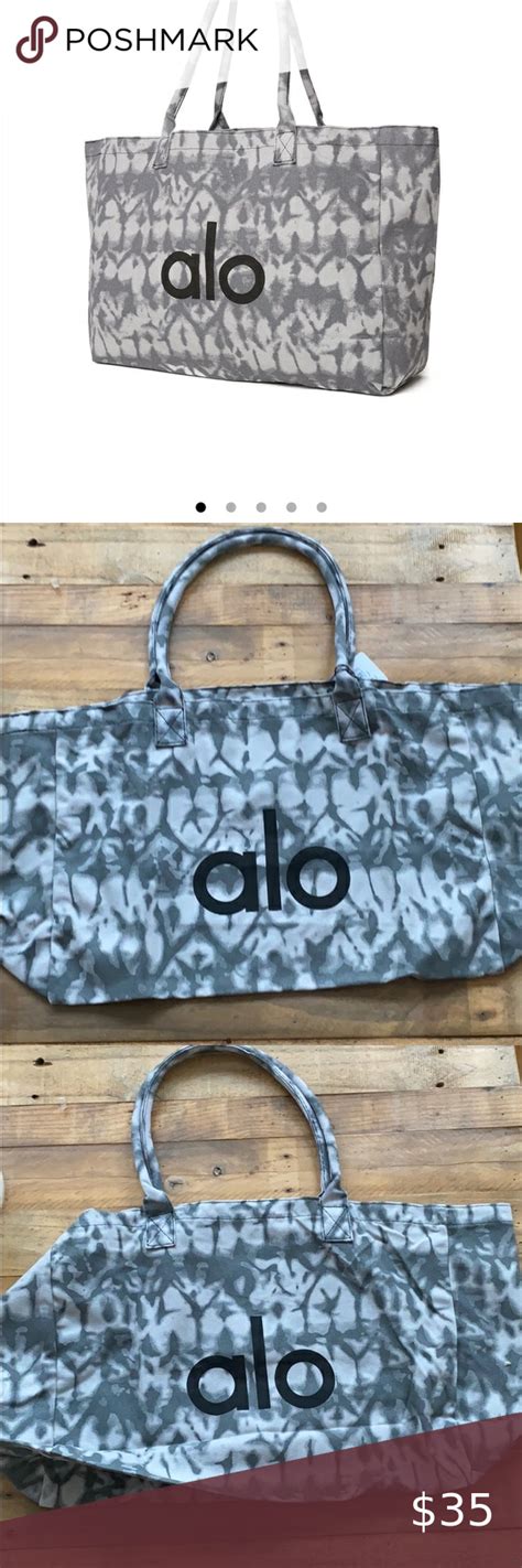 Alo Tote Bag Nwt Yoga Gray Tie Dye Large Canvas Wavestorm Hobby