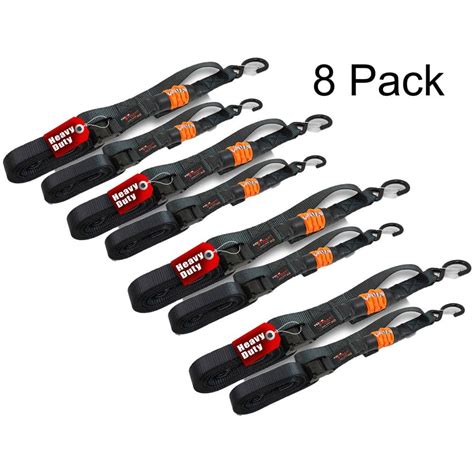 TORK STRAP .COM HD750 14 ft. x 1.5 in. Spring Loaded Heavy Duty Tie Down Straps (8 pack) TSHD750 ...