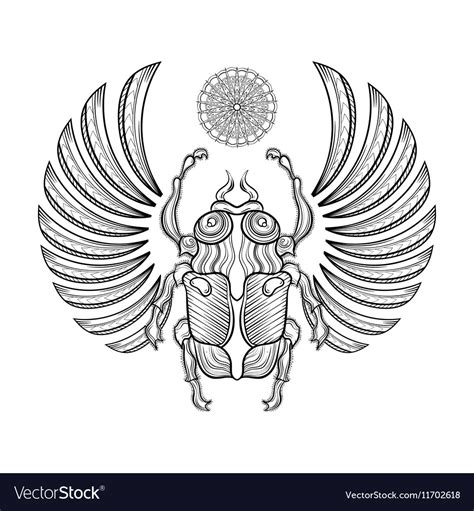 Hand Drawn Egyptian Scarab Beetle Zentangle Vector Image