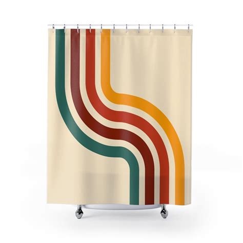 Colorful Retro Shower Curtain Vintage Inspired Bathroom Decor Retro