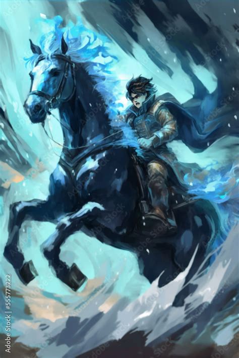 anime boy riding horse Stock Illustration | Adobe Stock