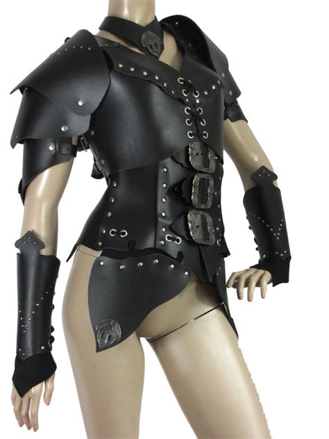 Hard Leather Armour For Woman Warrior With Corset Leather Armor