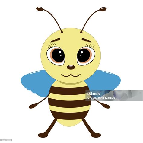 Cartoon Cute Bee Isolated On White Background Stock Illustration