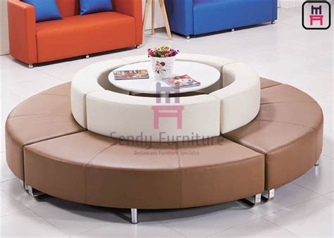 Fabric Round Shape Commercial Booth Seating With Steel Frame Base For Lobby