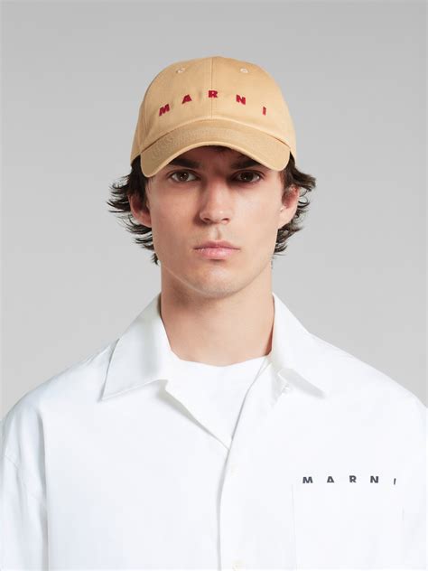 Black Bio Gabardine Baseball Cap With Embroidered Logo Marni