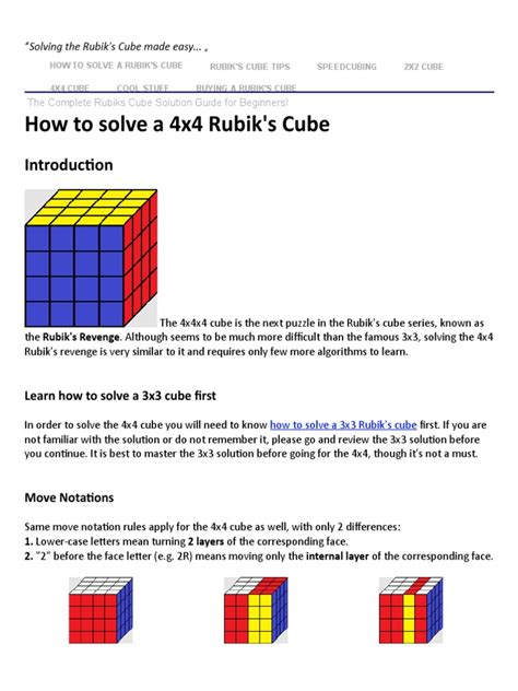 How To Solve A 4x4 Cube The Rubik S Revenge Pdf Teaching Mathematics