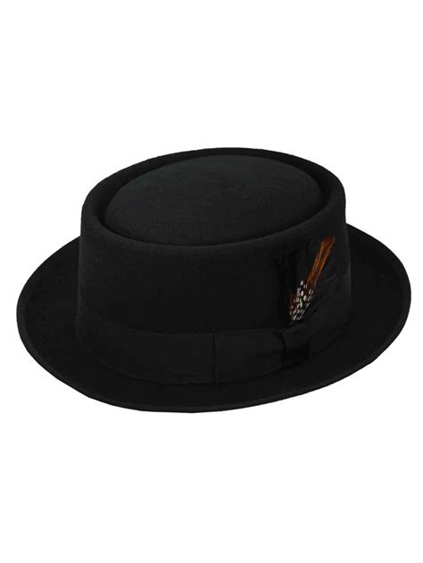 Men S Pork Pie Wool Felt Fedora Black Ce188zc0zek