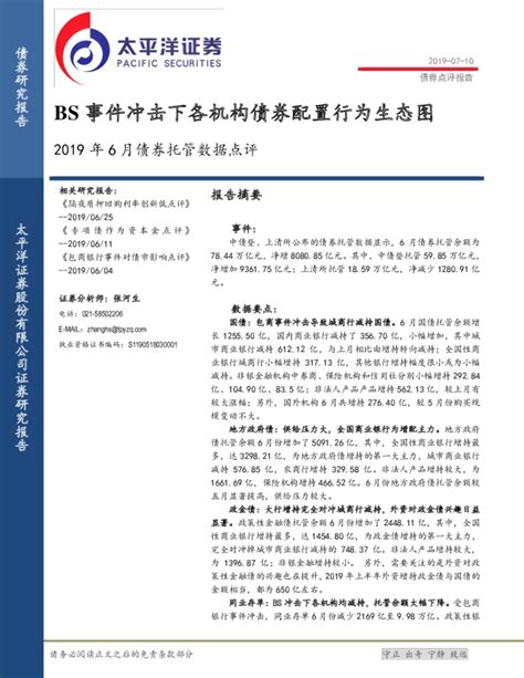 2019年6月债券托管数据点评：bs事件冲击下各机构债券配置行为生态图