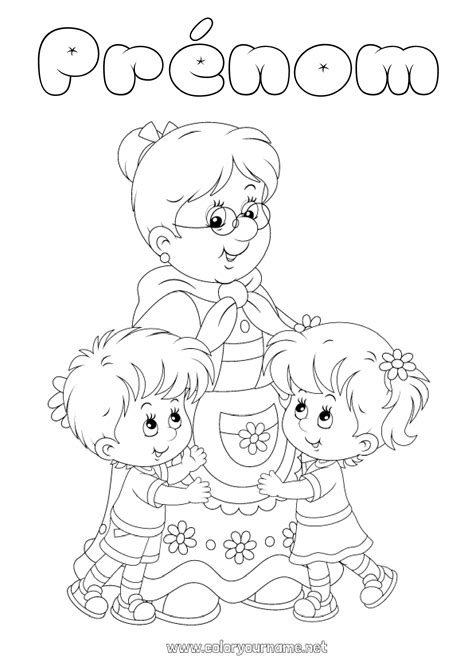 Coloriage n1135 Mamie Bonne fête Fille