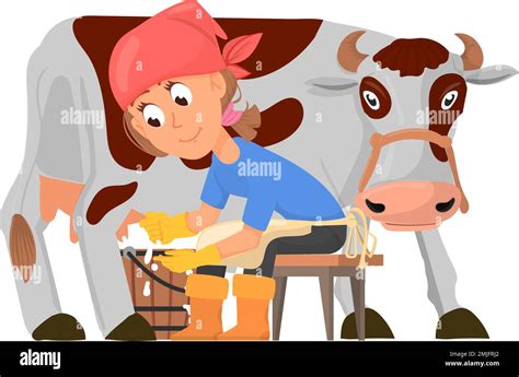 Farm Girl Cow Cut Out Stock Images Pictures Alamy