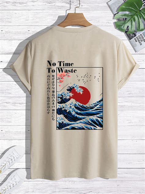 Manfinity Men Wave Japanese Letter Graphic Tee Shein Eur