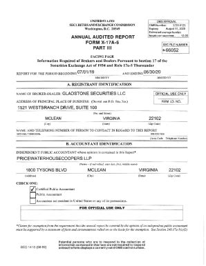 Fillable Online ANNUAL AUDITED REPORT FORM X 17A 5 PART Ill 8 66052 Fax