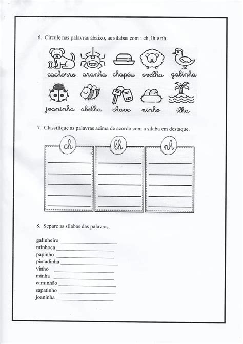 Atividade de Português Ortografia CH LH NH INDAGAÇÃO