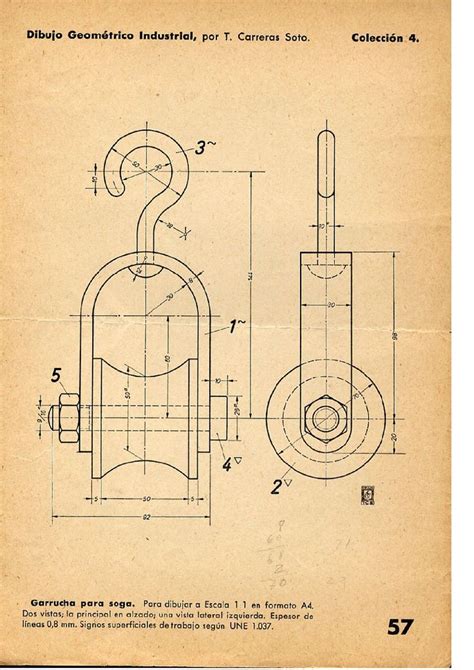 Rope Pulley With Hook Drawing