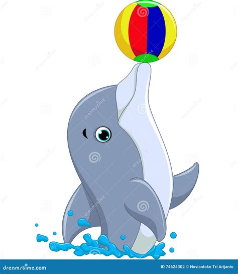 Happy dolphin cartoon stock vector. Illustration of marine - 74624302