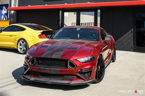 Rapid Red Mustang Gt Gets A New Color Combo Sporting Project 6gr 10 Ten Wheels In Gloss Black