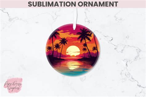 Tropical Sunset Sublimation Ornament Graphic By Paper Daisy Graphics