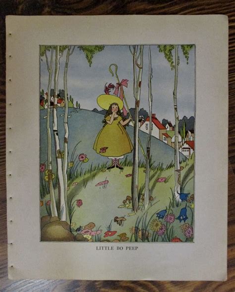 1932 Little Bo Peep Mother Goose Nursery Rhymes Vintage Bookplate