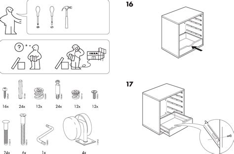 Ikea Alex Drawer Unit Casters Wht Assembly Instruction