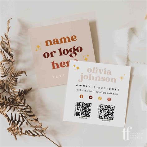 Retro Business Card With QR Code Canva Template Ace Retro Business