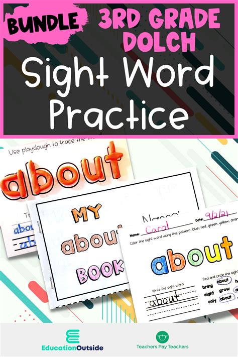 Sight Word Practice Packet 3rd Grade Dolch Words Sight Word Practice Word Practice Dolch Words