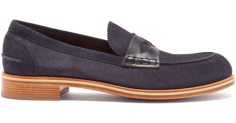Christian Louboutin Montezumolle Suede Penny Loafers In Blue For Men Lyst