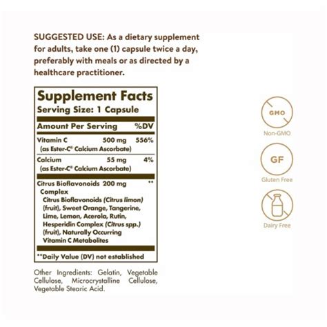 Solgar Ester C Plus Mg Vitamin C With Citrus Bioflavonoids