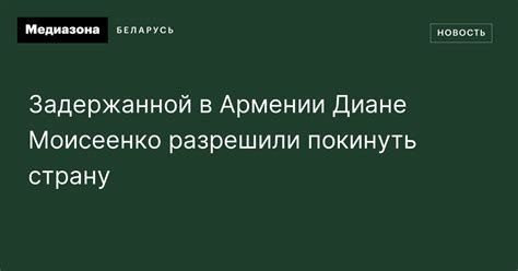 Задержанной в Армении Диане Моисеенко разрешили покинуть страну