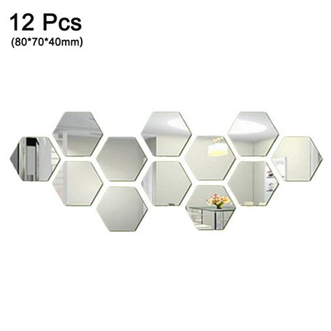 Pieces Removable Acrylic Mirror Setting Wall Sticker Decal Hexagons