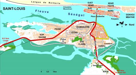 Carte de la ville de Saint Louis Sénégal