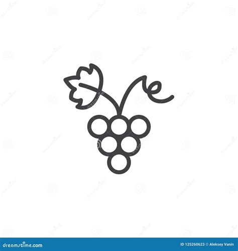 Uvas Con El Icono Del Esquema De La Hoja De La Uva Ilustraci N Del